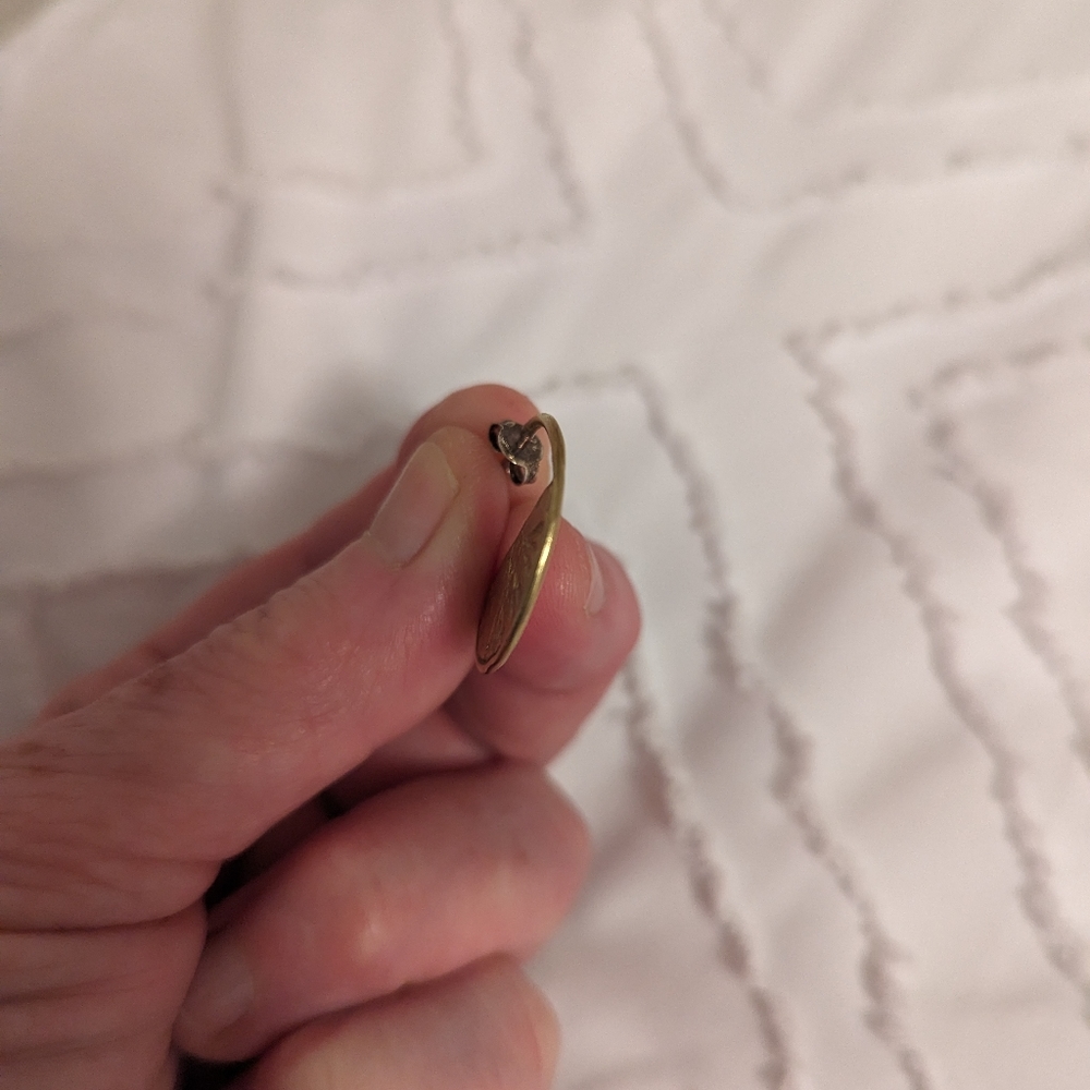 Gold tone half hoop pierced earrings - Picture 3 of 5